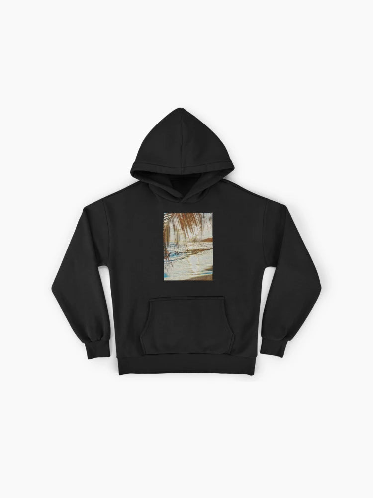 Galathi Sunset Beach Brown Hoodie - Premium Oversized Earth Tone Art