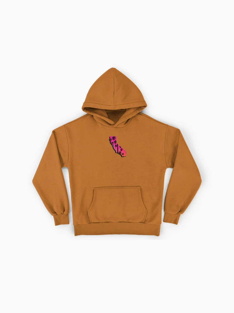 California Palm Sunset Hoodie - Retro Neon West Coast Premium Fit