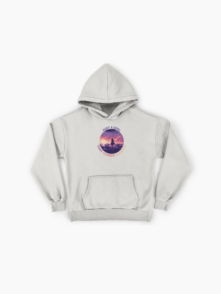 Chasing Sunsets Just A Girl Premium Oversized Hoodie