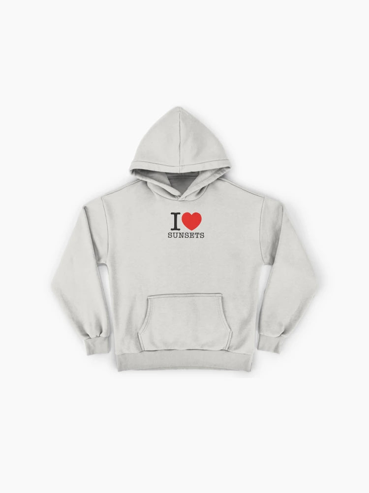 I Heart Sunsets Hoodie - Essential Evening Glow Warm Oversized Top
