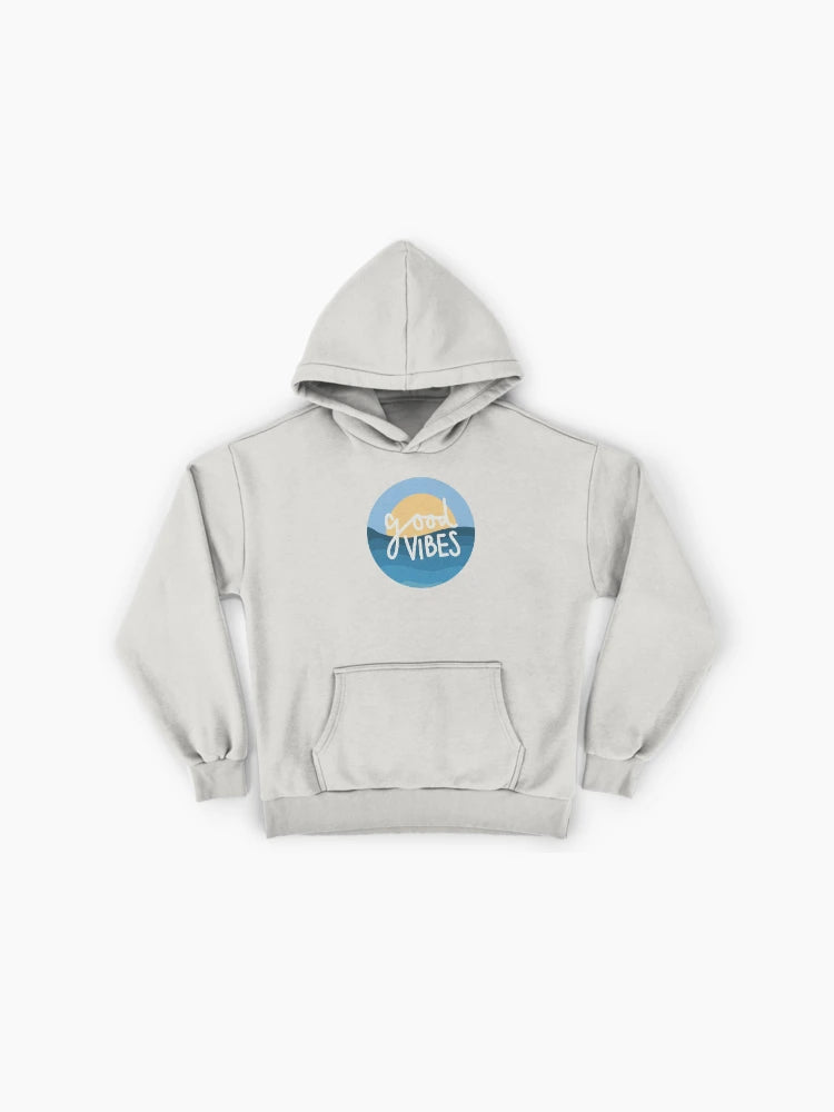 Good Vibes Blue Sunset Hoodie - Premium Oversized Positive Quote Art
