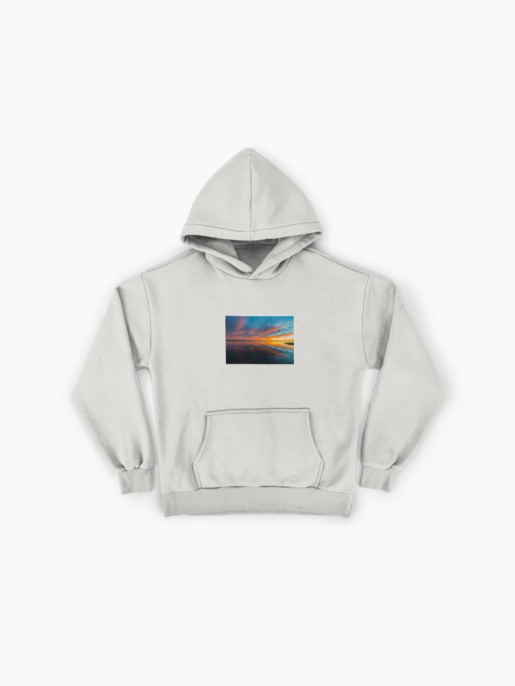 Epic Sunset Vista Hoodie - Bold Landscape Photography Oversized Top