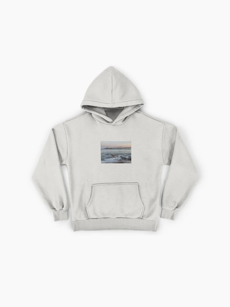 Worthing Pier Sunset Hoodie - Premium Oversized British Coastal Art