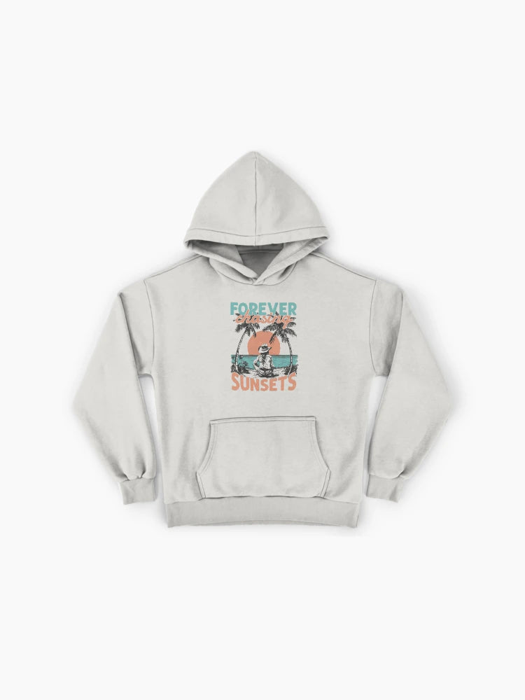Vintage Beach Sunset Hoodie - Premium Oversized Retro Illustration
