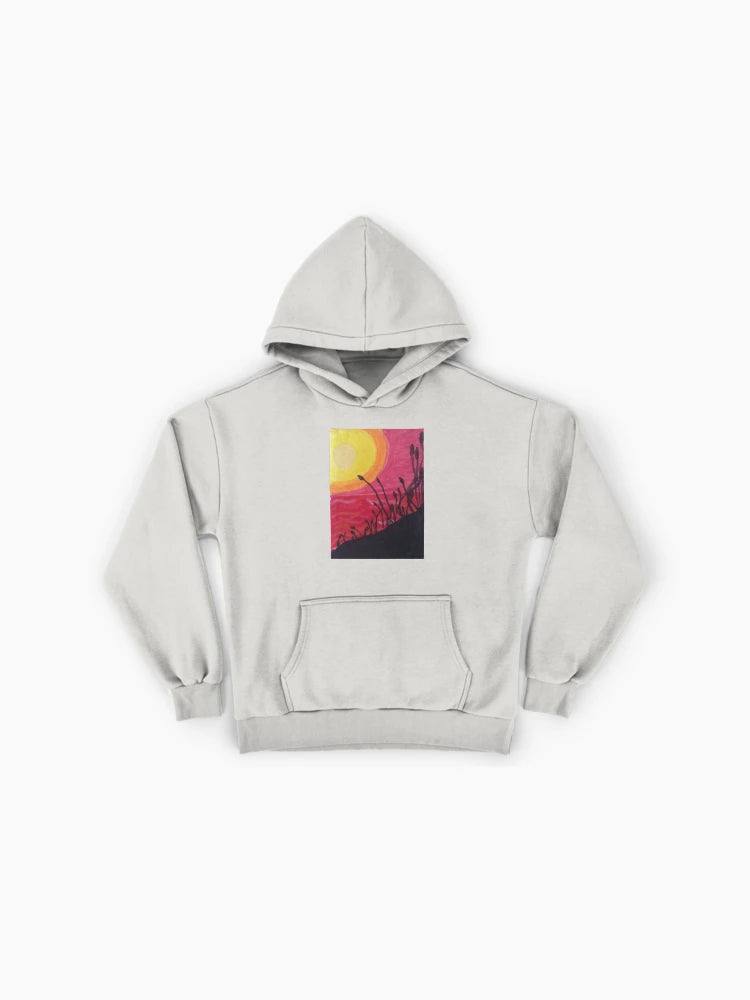 Cattail Sunset Nature Hoodie - Premium Oversized Serene Marshland Art