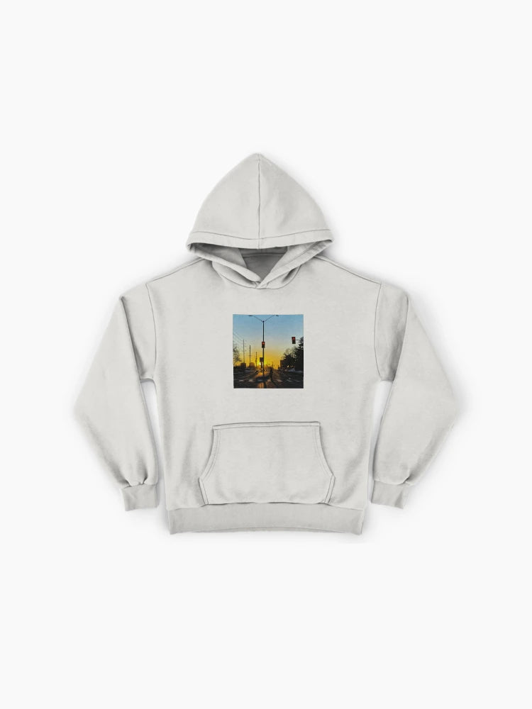 Alone Sunset Minimalist Hoodie - Solitude Aesthetic Oversized Wear