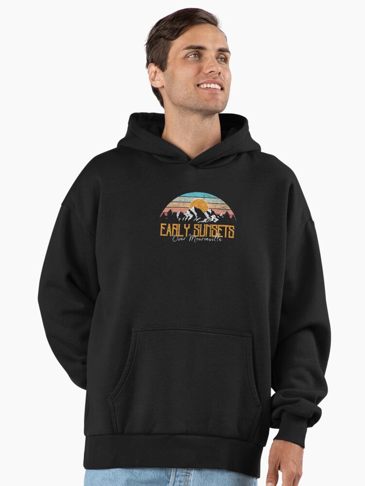 Early Sunsets Over Monroeville Hoodie - Premium Oversized Music Art Black