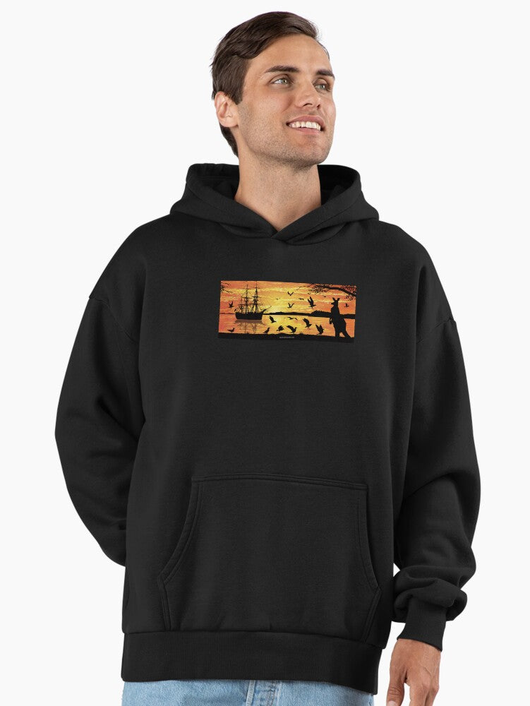 Australian Endeavour Sunset Premium Oversized Hoodie Nautical Black