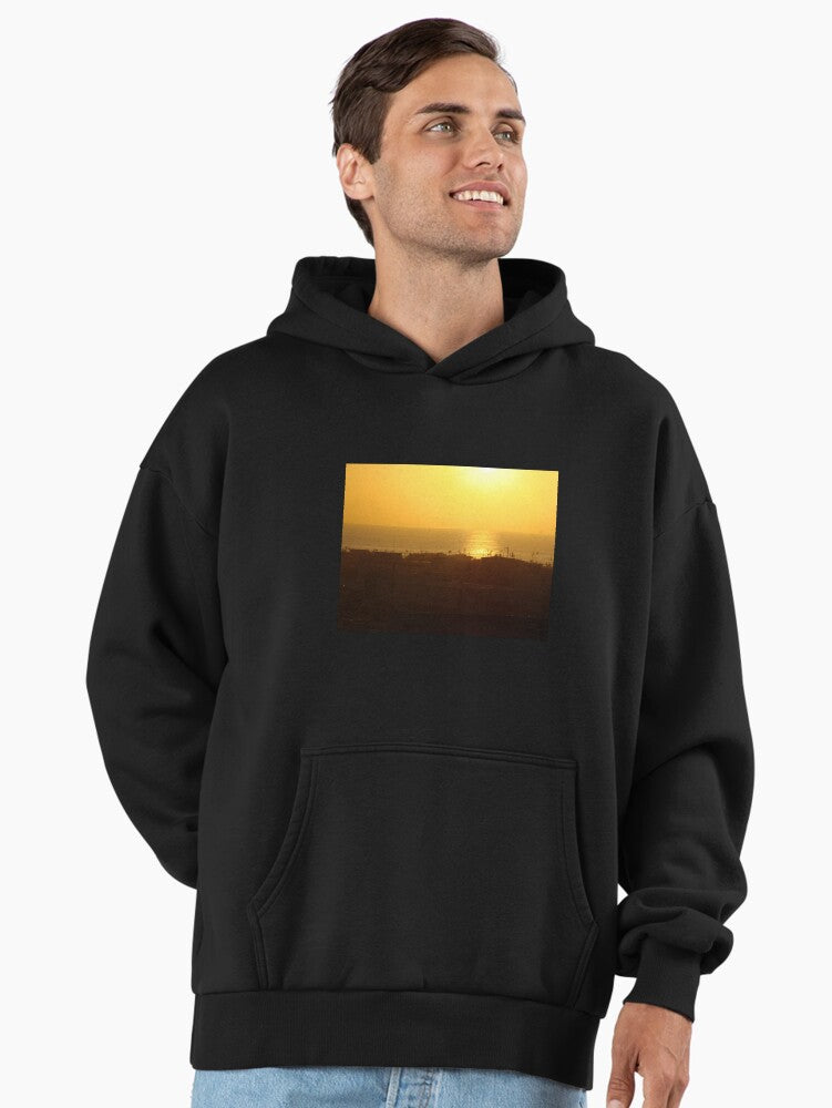 Beach Sunset Lifestyle Hoodie - Premium Oversized Multi-Use Design Graphite Black