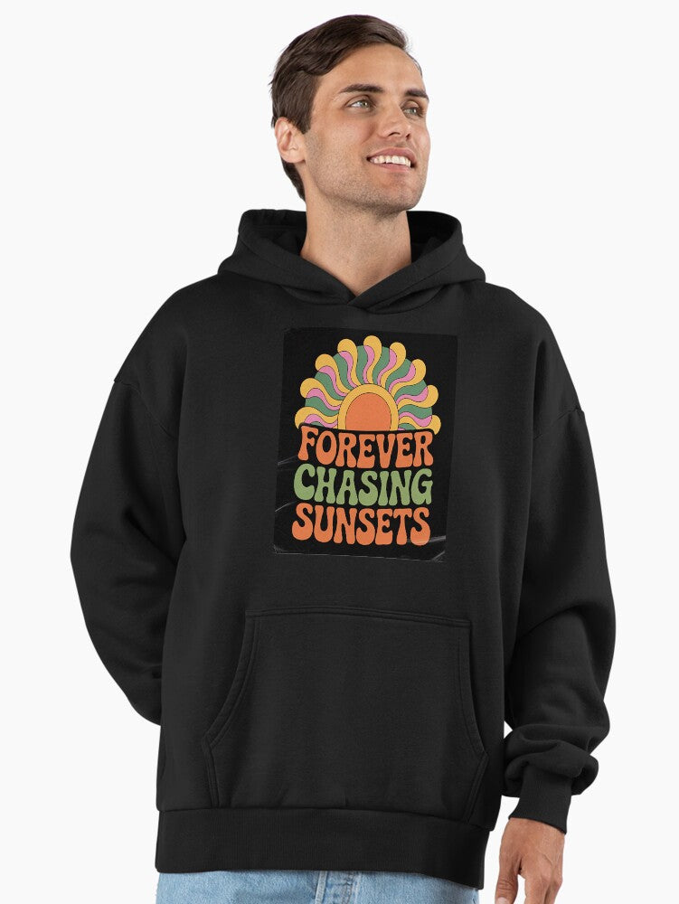 Hawaii Beach Forever Chasing Sunsets Oversized Hoodie Black