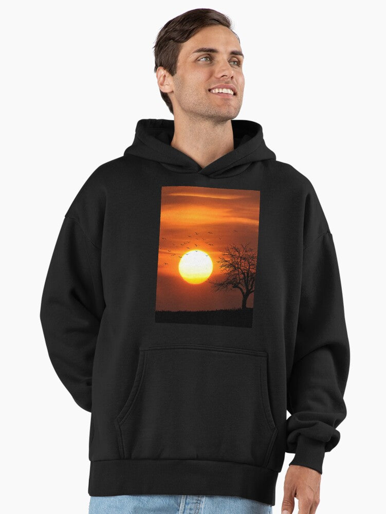 Sunset Glow Premium Oversized Hoodie - Beautiful Aesthetic Apparel Black