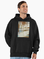 Galathi Sunset Beach Brown Hoodie - Premium Oversized Earth Tone Art Black