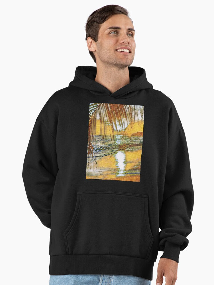 Galathi Orange Sunset Hoodie - Vibrant Tropical Premium Streetwear Black