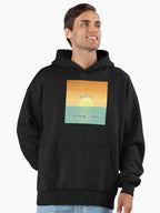 Classic Sunset Chaser Hoodie - Premium Oversized Timeless Beach Art Black
