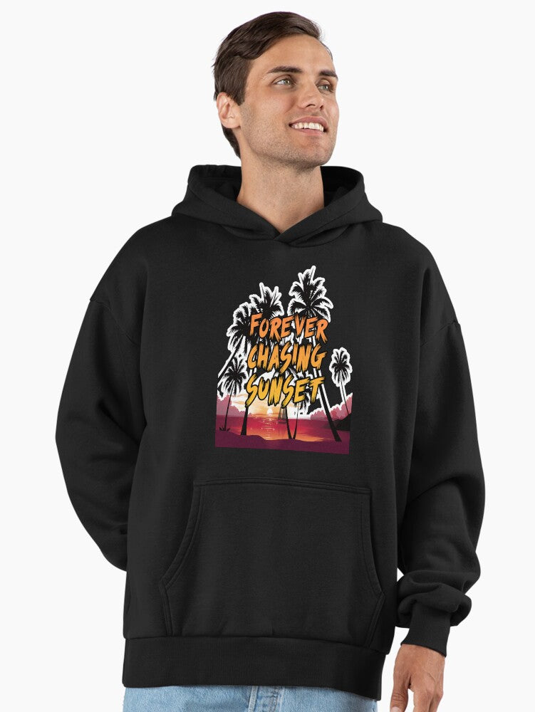 Eternal Sunset Seeker Hoodie - Premium Oversized Adventure Spirit Top Black