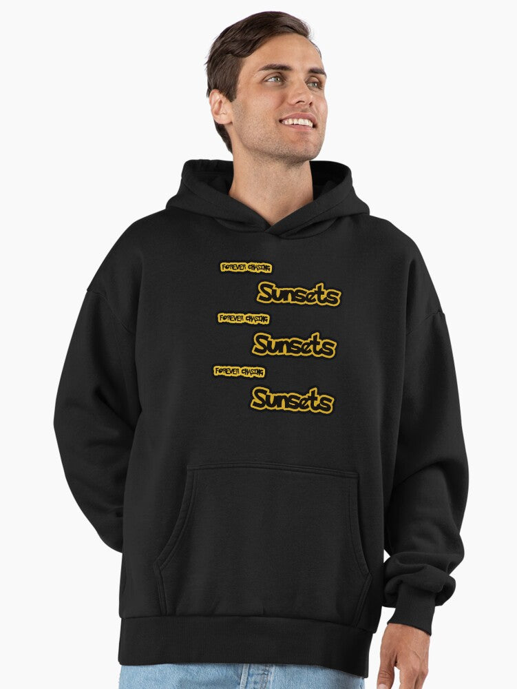 Forever Chasing Sunsets Aesthetic Premium Oversized Hoodie Black
