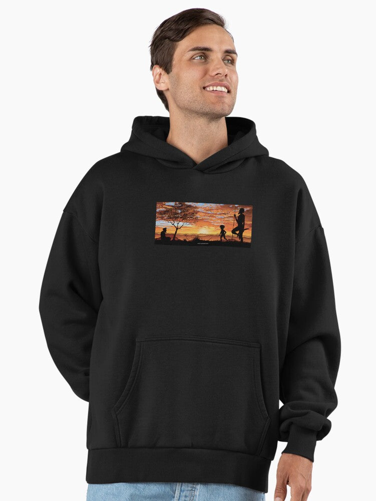 Indigenous Australian Sunset Premium Oversized Hoodie Cultural Black
