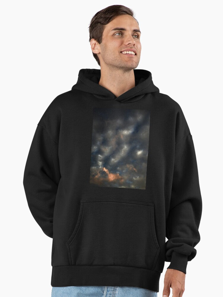 October Sunset 2364 Hoodie - Soft Fall Landscape Oversized Fleece Black