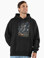 October Sunset 2364 Hoodie - Soft Fall Landscape Oversized Fleece Black