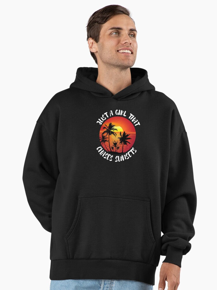 Casual Just A Girl That Chases Sunsets Hoodie Black