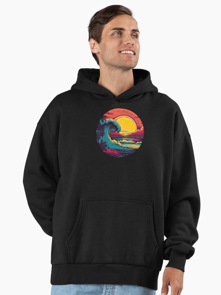 Enchanted Sunset Mood Premium Oversized Hoodie Dreamy Aesthetic Black