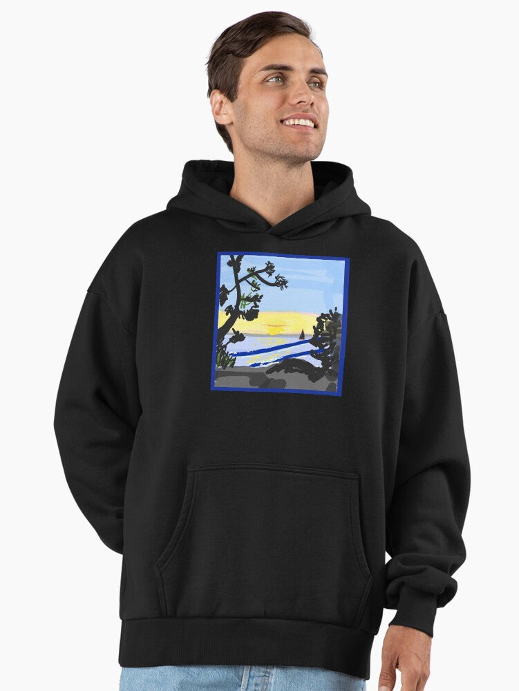 Wind Is Free Sunset Hoodie - Premium Oversized Outdoor Sports Top Black