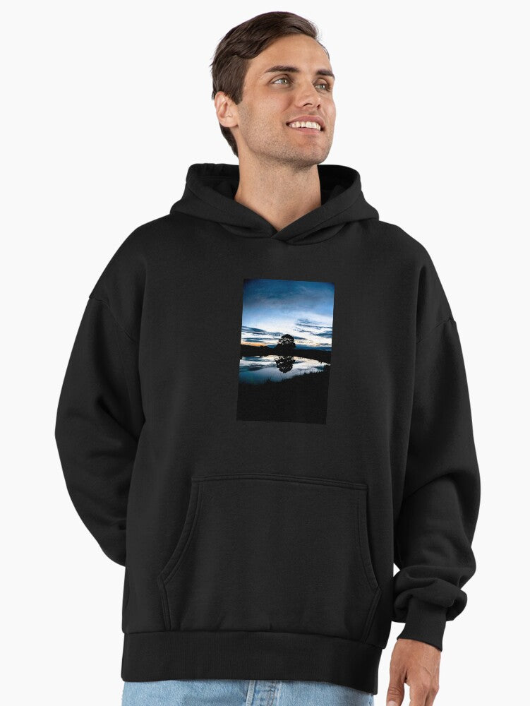 Classic Sunsets Sunrises Hoodie - Timeless Nature Oversized Fleece Black