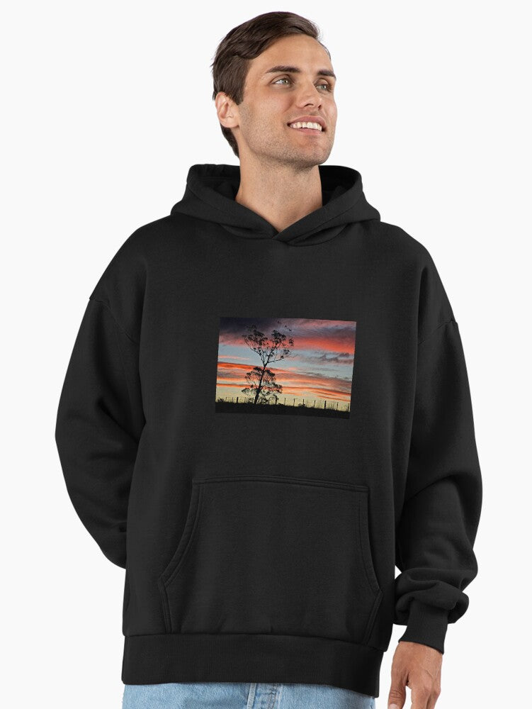 Horizon Sunsets Sunrises Hoodie - Modern Minimalist Scenery Top Black