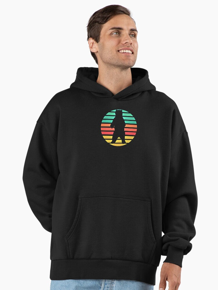 Funny Bear Hello Human Sunset Premium Oversized Hoodie Black