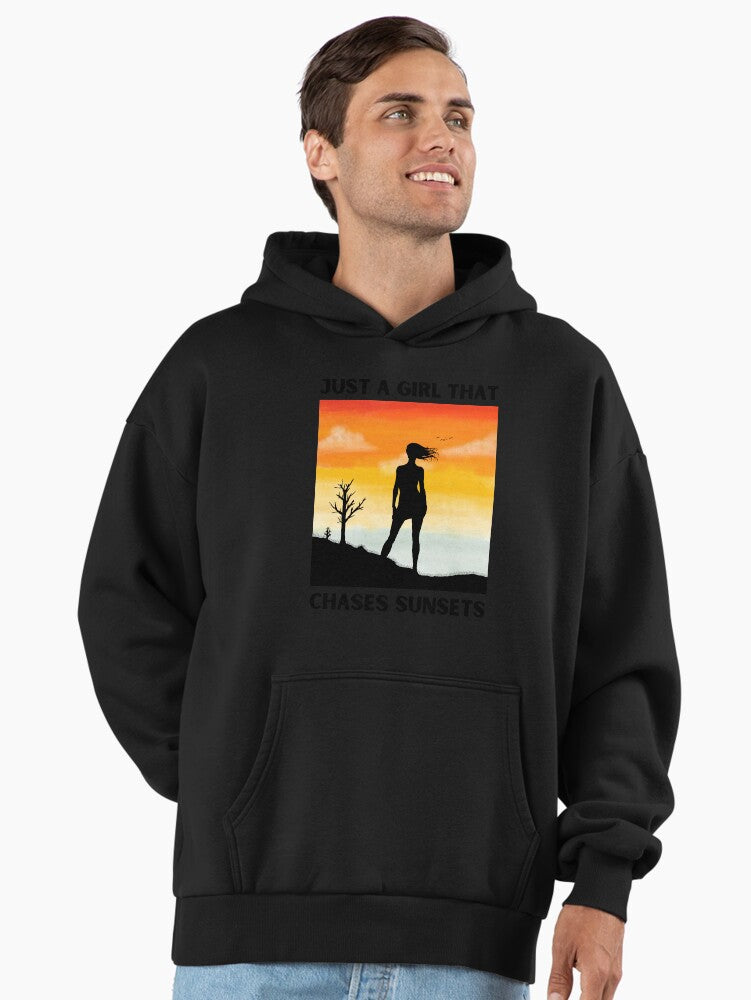 Just A Girl That Chases Sunsets Daily Hoodie Black