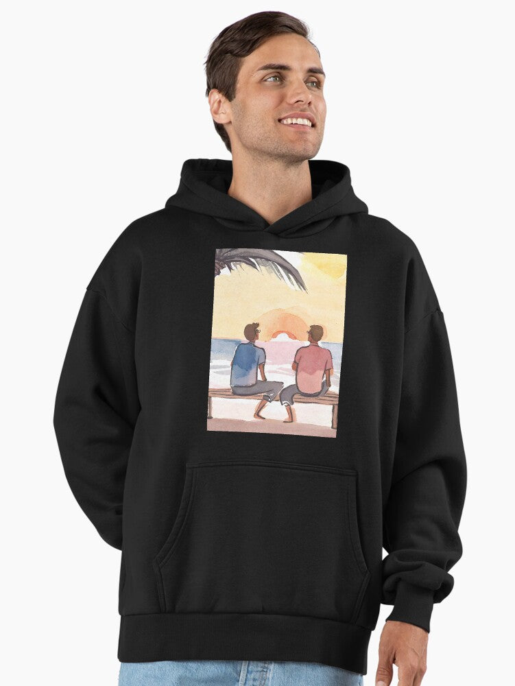 Fall In Love In Aruba Sunset Premium Oversized Hoodie Vacation Black