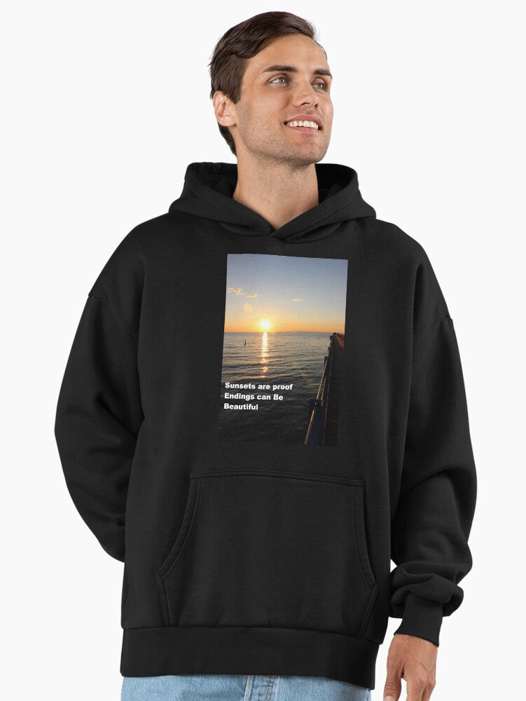 Endings Are Beautiful Hoodie - Premium Oversized Inspirational Quote Black