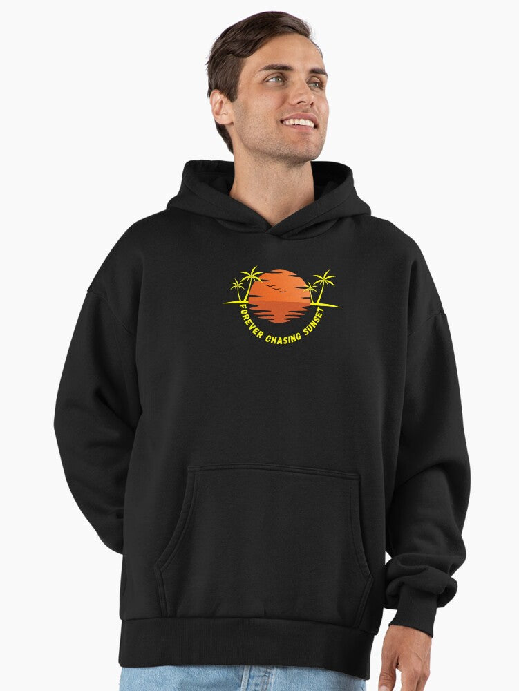 Elegant Forever Chasing Beauté Sunsets Oversized Hoodie Black