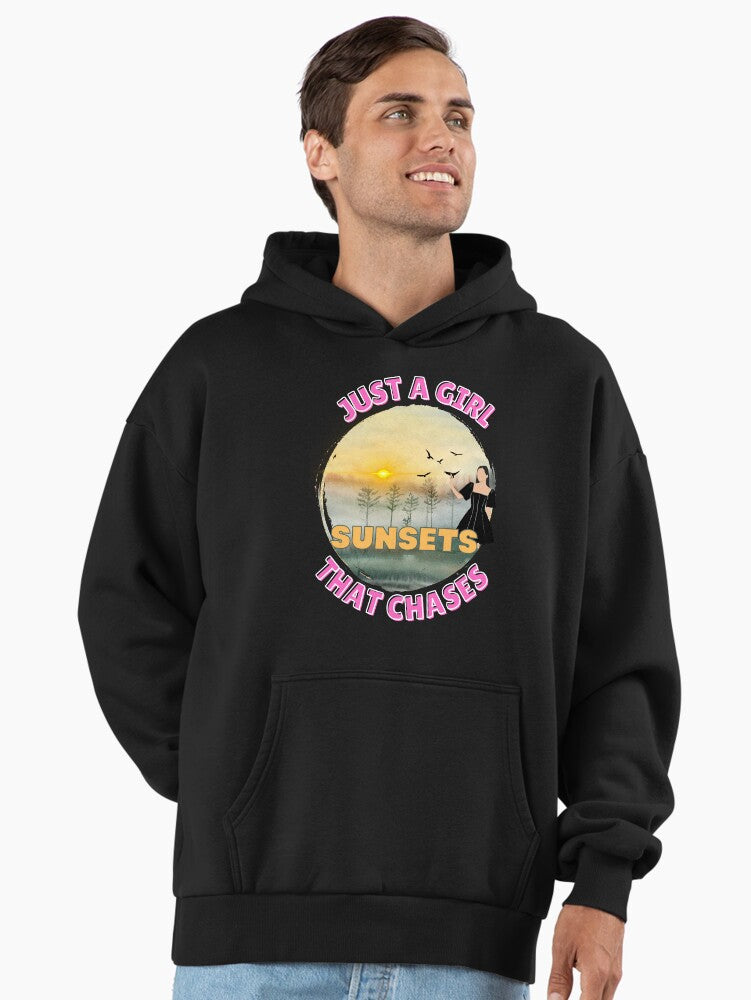 Just A Girl That Chases Sunsets Cool Hoodie Black