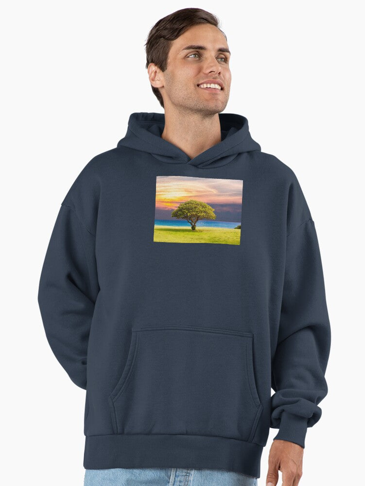 Soft Glow Sunset Hoodie - Premium Oversized Comfortable Daily Wear Midnight Navy