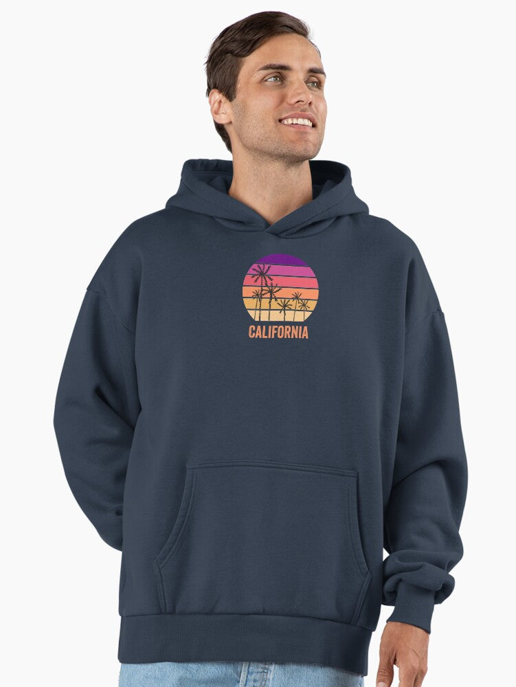 California Sunset Hoodie - West Coast Golden Hour Premium Apparel Midnight Navy