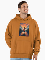 Moonlight Sunset Girl Hoodie - Dreamy Celestial Aesthetic Apparel Clay