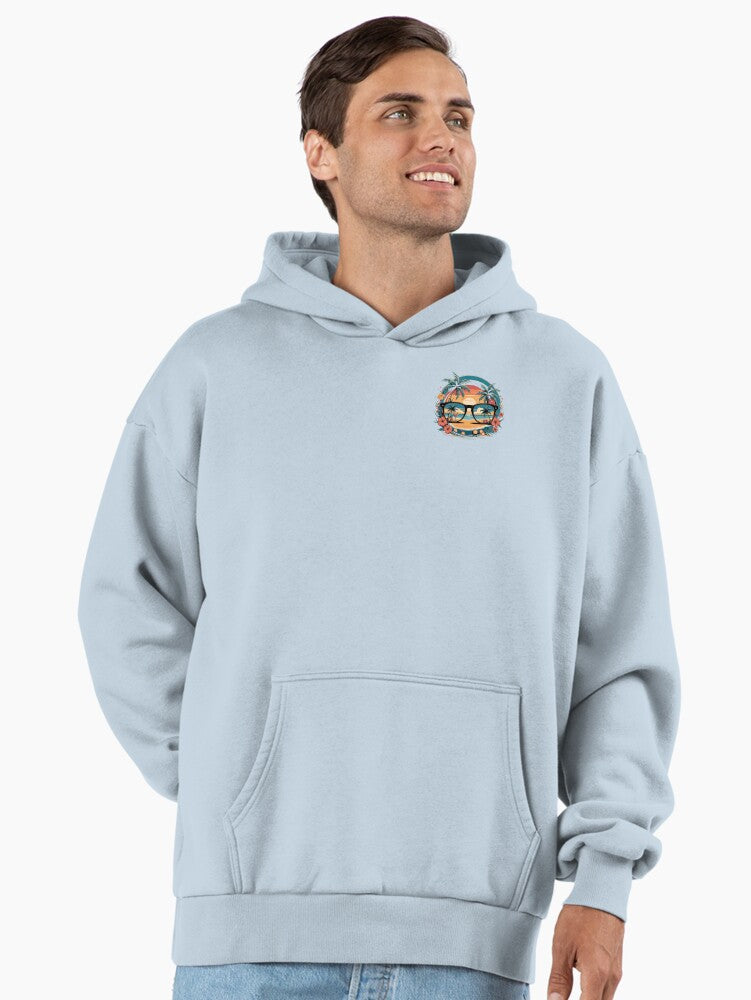 Atmospheric Sunset Hoodie - Premium Oversized Heavyweight Cotton Stonewash Denim