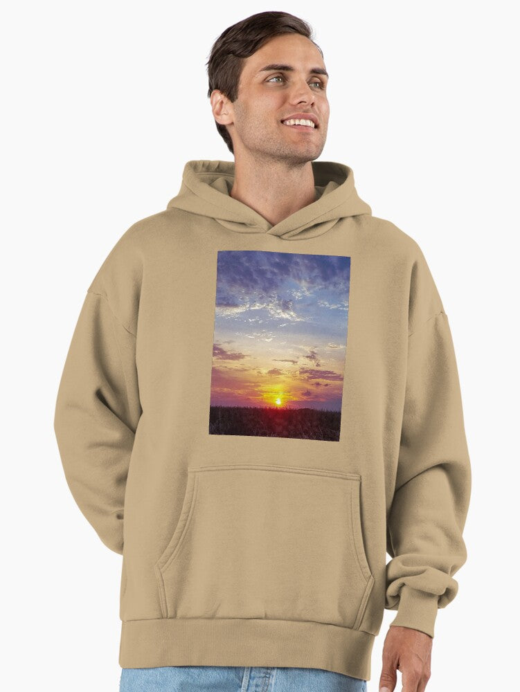 Rainbow Sunset Sky Hoodie - Colorful Multi Tone Oversized Apparel Tan