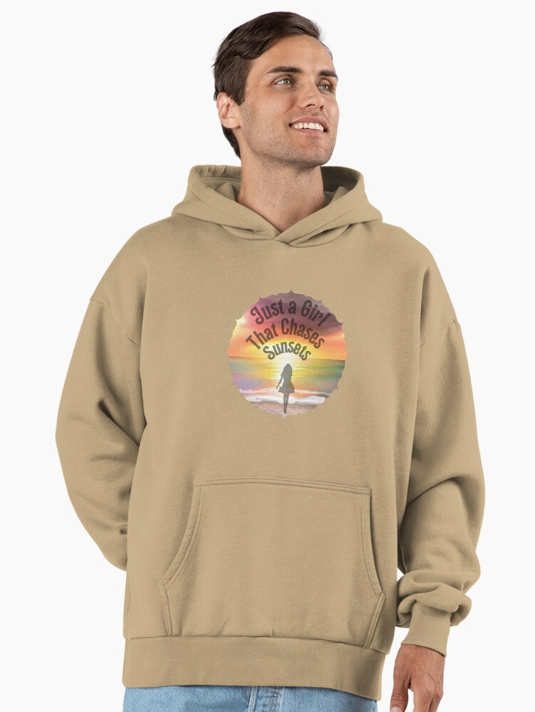 Trendy Just A Girl That Chases Sunsets Hoodie Tan