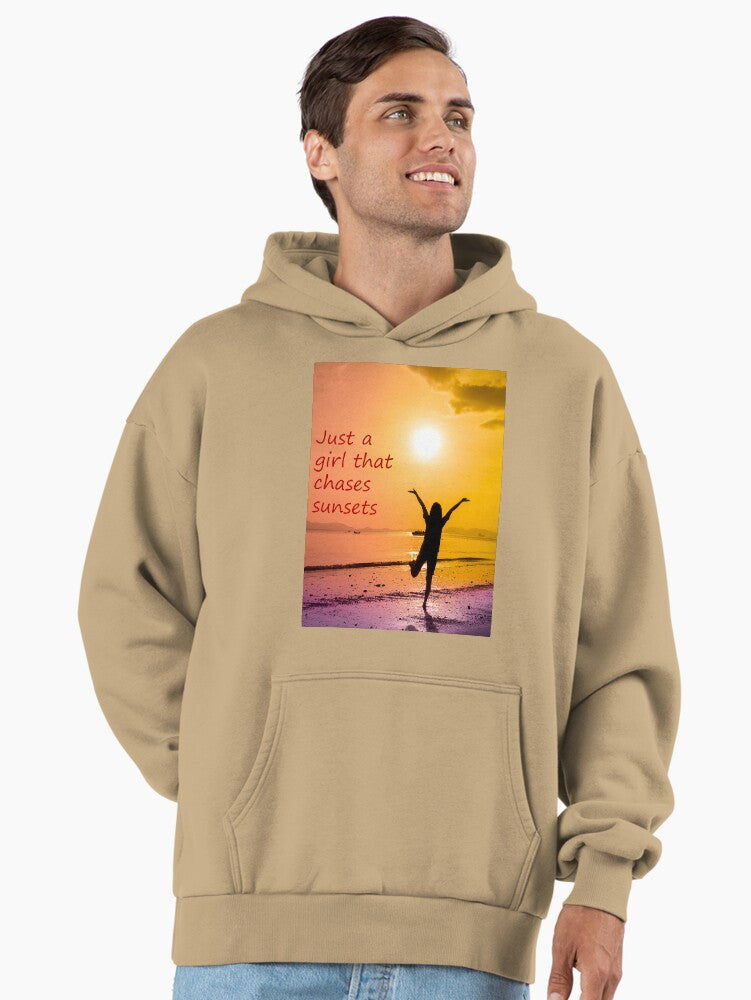 Just A Girl Chasing Sunsets Premium Oversized Hoodie Tan