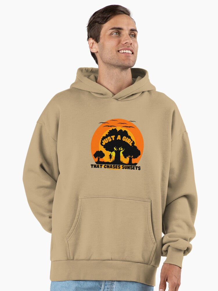 Modern Just A Girl That Chases Sunsets Hoodie Tan
