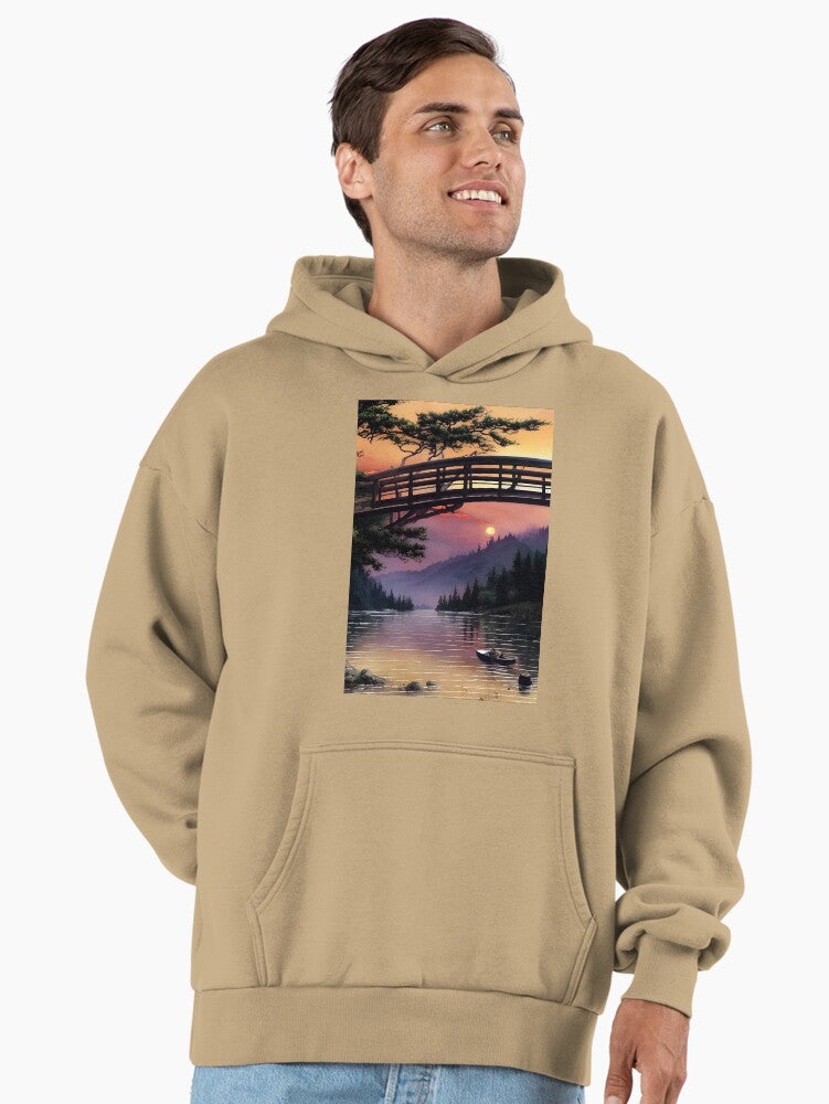 Glowing Horizon Sunset Hoodie - Premium Oversized Premium Quality Tan