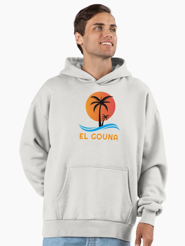 El Gouna Egypt Sunset Hoodie - Premium Oversized Palm Tree Apparel Bone