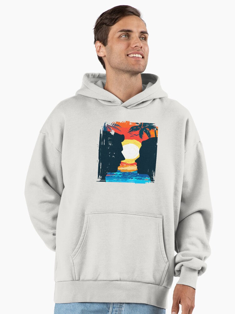 Coastal Beach Sunset Premium Oversized Hoodie Bone