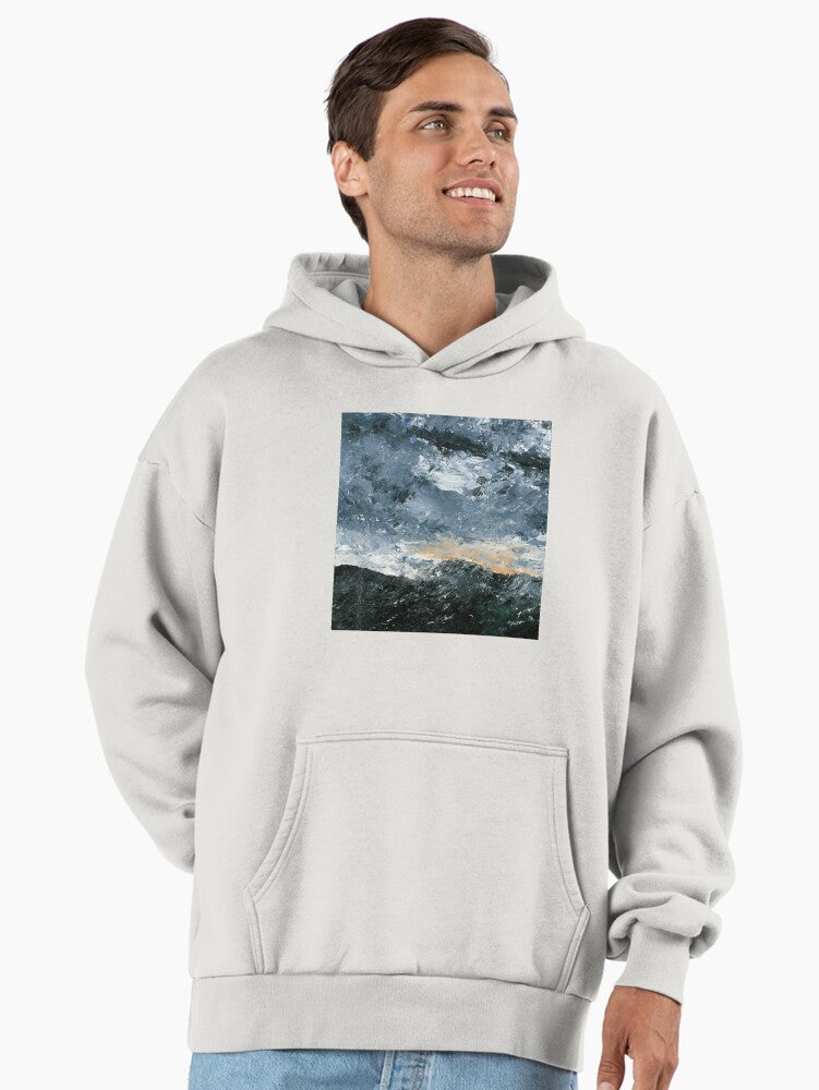 Artistic Dusk Sunset Hoodie - Premium Oversized Painted Style Bone