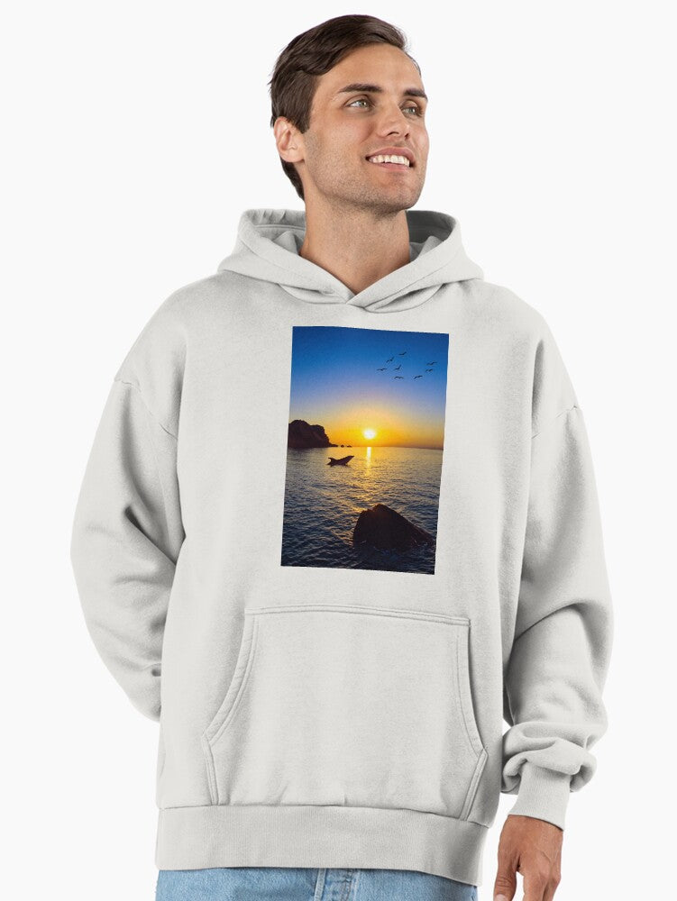 Serene Sunset 1 Graphic Hoodie - Premium Oversized Soft Fleece Top Bone