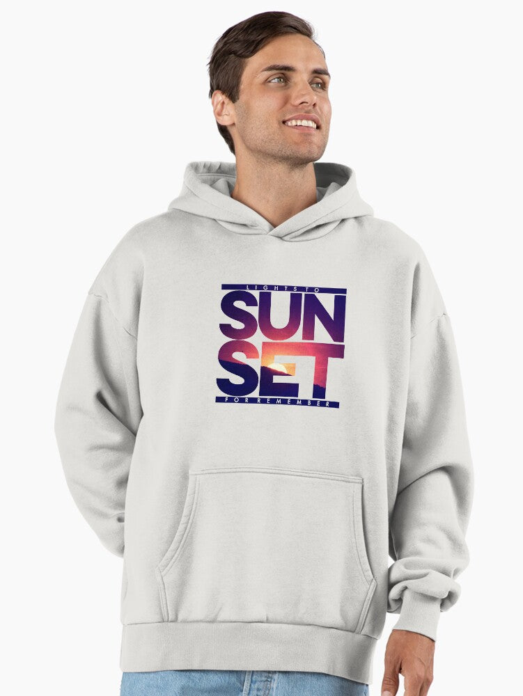 Dusk Horizon Sunset Hoodie - Premium Minimalist Oversized Pullover Bone