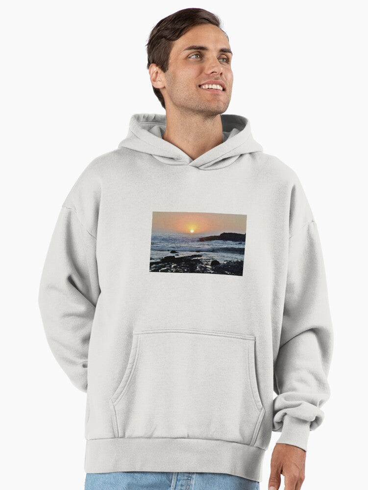 Tranquil Sunset Peace Hoodie - Premium Oversized Relaxed Fit Apparel Bone