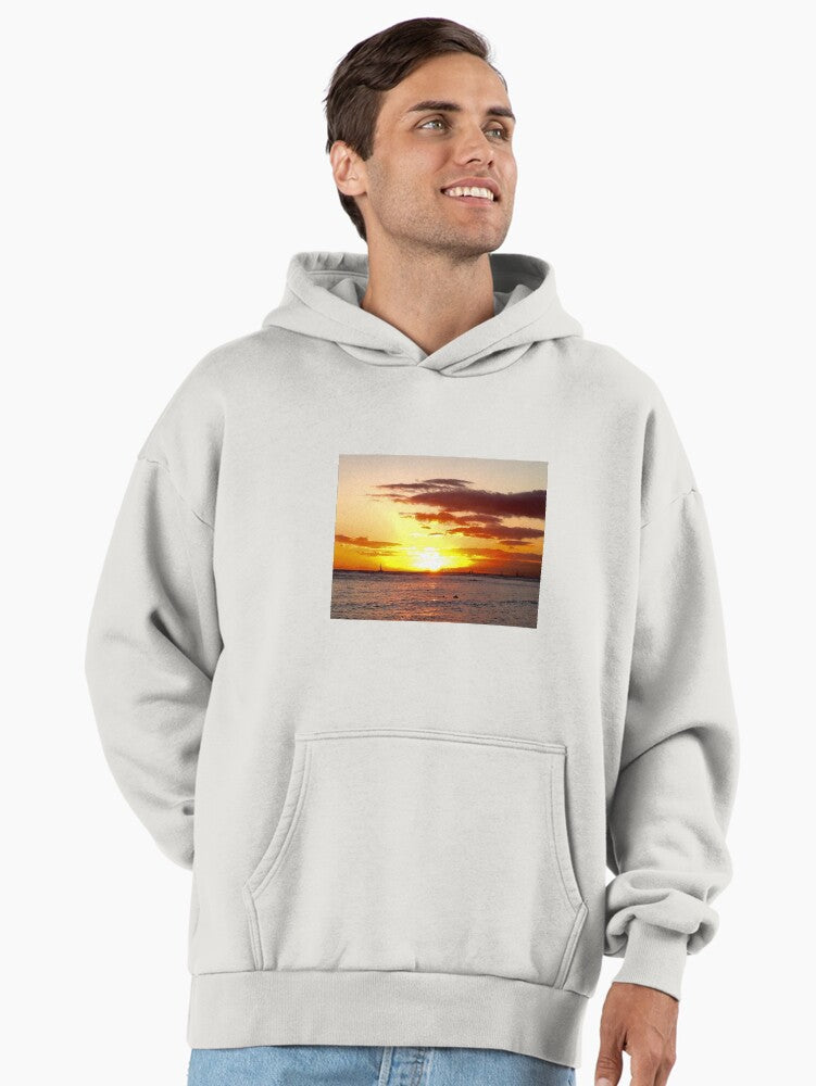 Hawaiian Sunset Vacation Premium Oversized Hoodie Bone